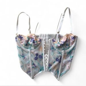Urban Outfitters Floral Lace-Up Corset Bra